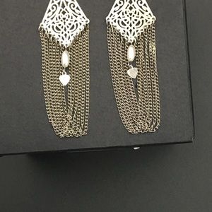 Jewelry - VTG sterling earrings w pearl bead & tiny hearts Jewelry - VTG sterling earrings w pearl bead & tiny hearts